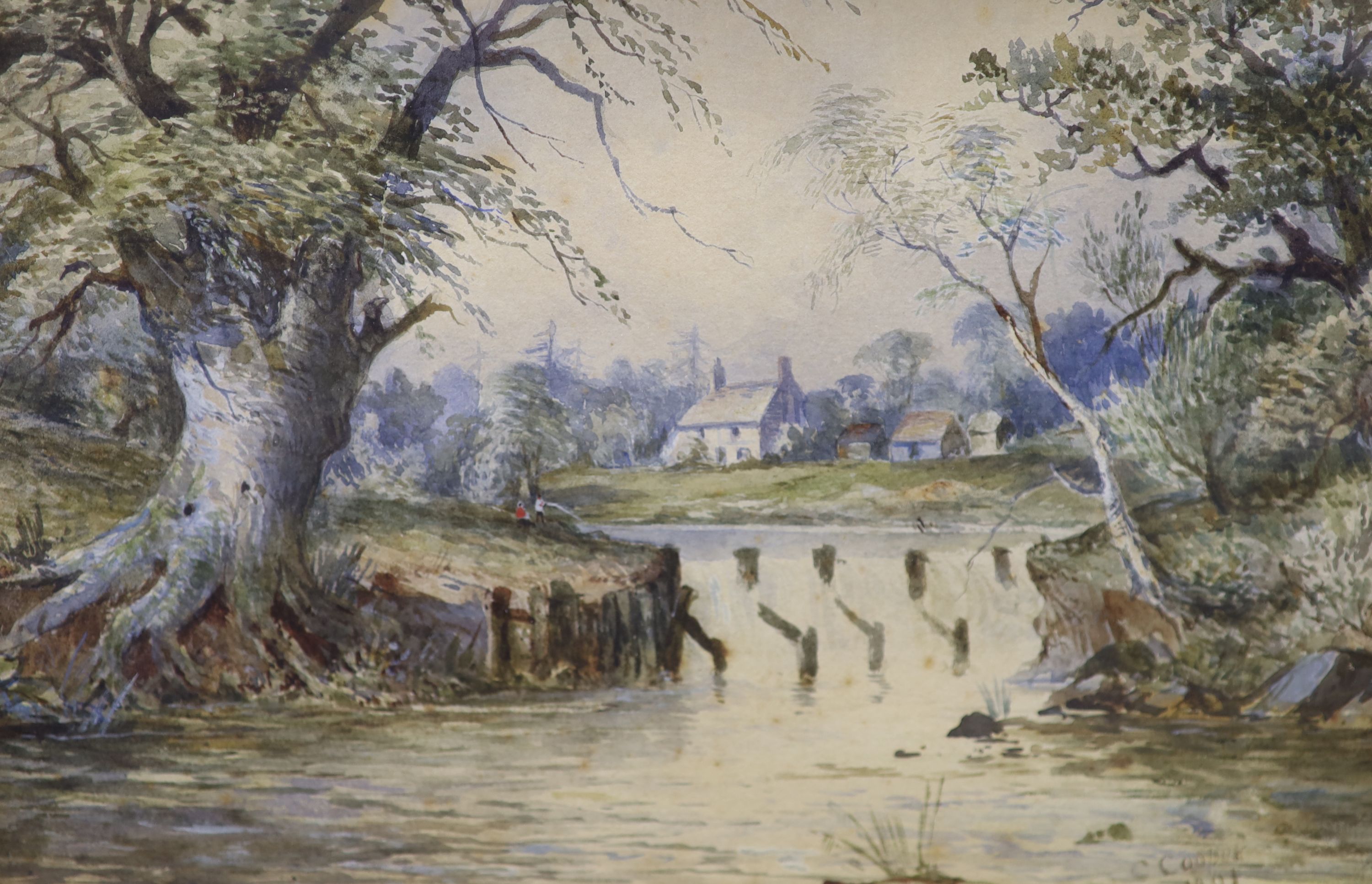 C. Cooper, pair of watercolours, Landscape with weir and Loch scene, signed and dated 1890, 20 x 30cm